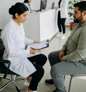 Equipo médico atendiendo paciente en clínica de obesidad y metabolismo en Colombia